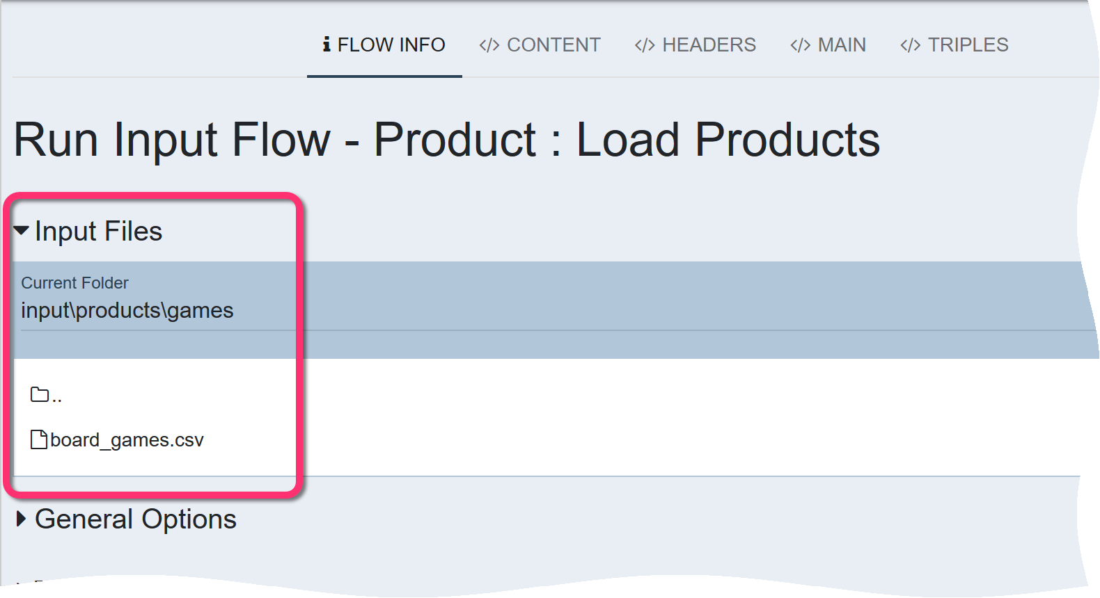 Run Input Flow - Input Files